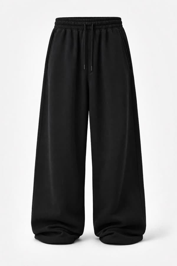 Wide-Leg Black Joggers